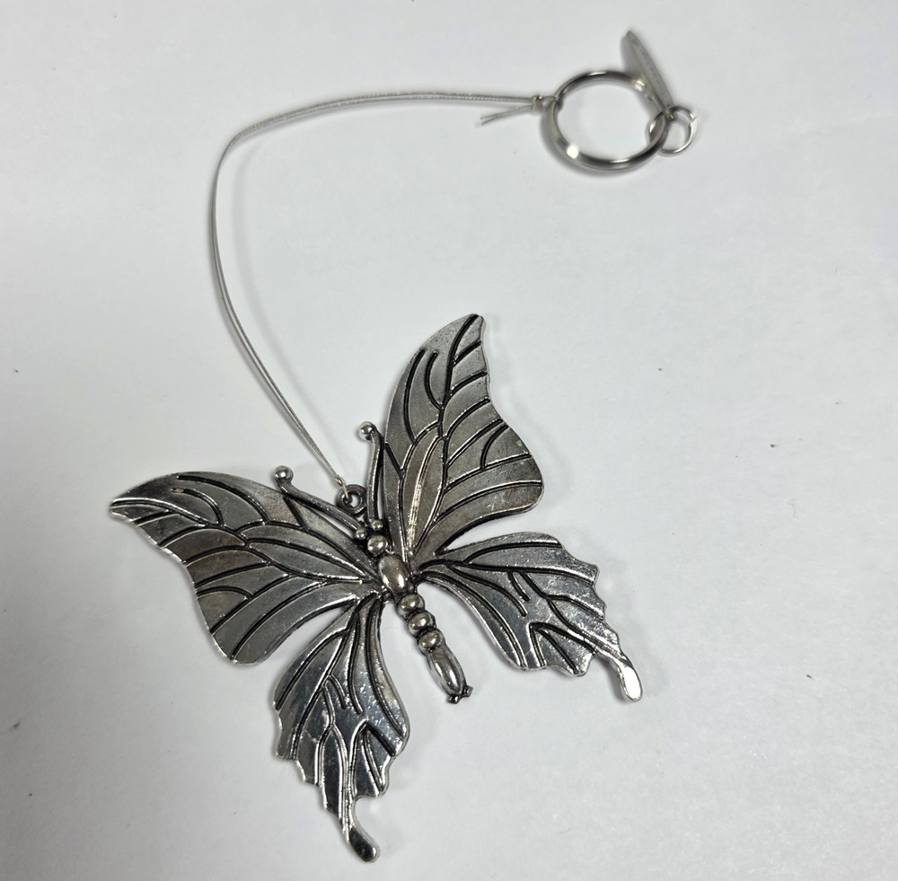 Rosleanny Silver Tone Butterfly Ornament Hanging Decor Window Charm
